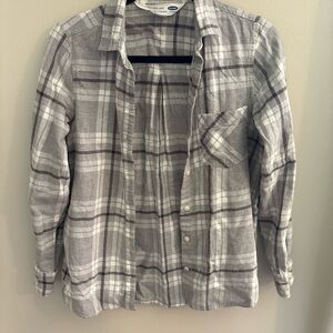 Old Navy Gray and White Plaid Men's Shirt